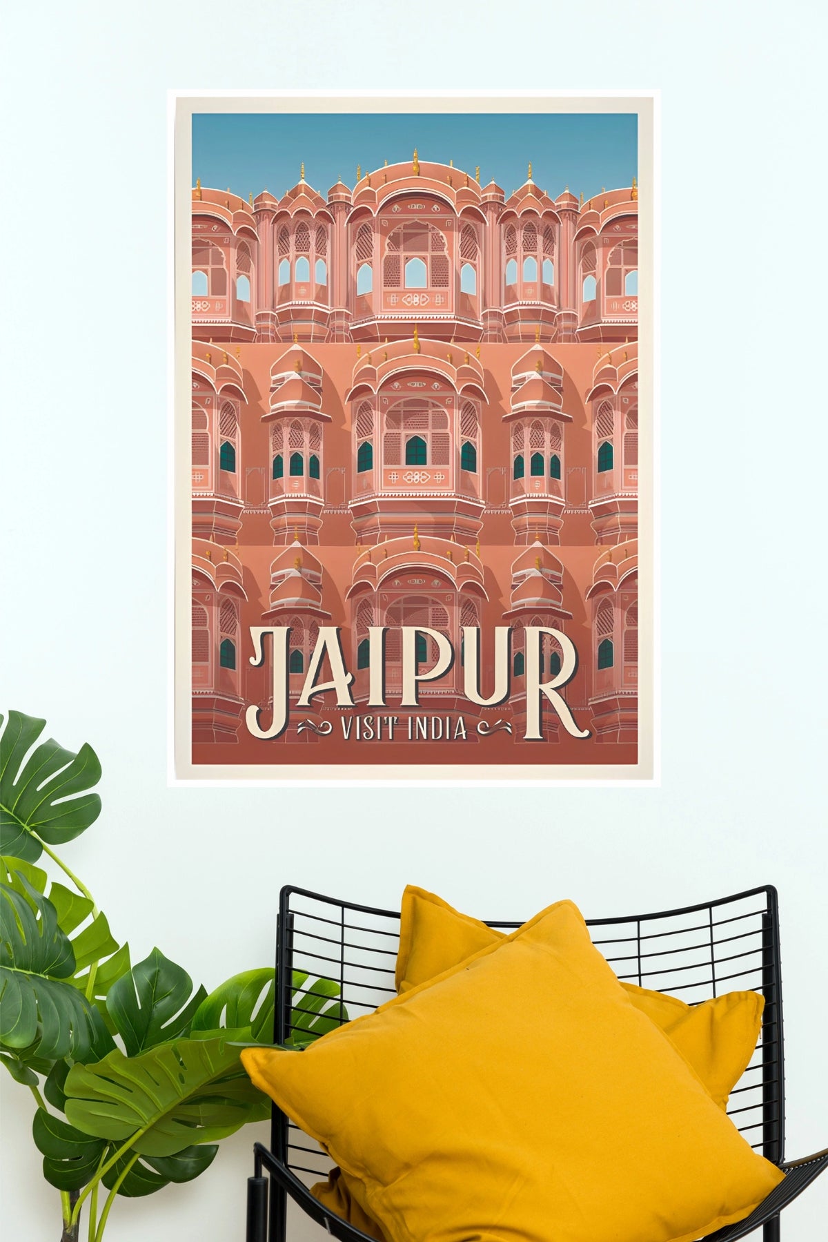 Jaipur Hawa Mahal Palace Facade Vintage Travel Paper Poster (City Posters)