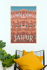 Jaipur Hawa Mahal Palace Facade Vintage Travel Paper Poster (City Posters)