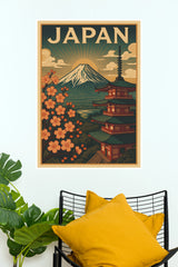Japan Mount Fuji Pagoda & Cherry Blossoms Travel Paper Poster (City Posters)