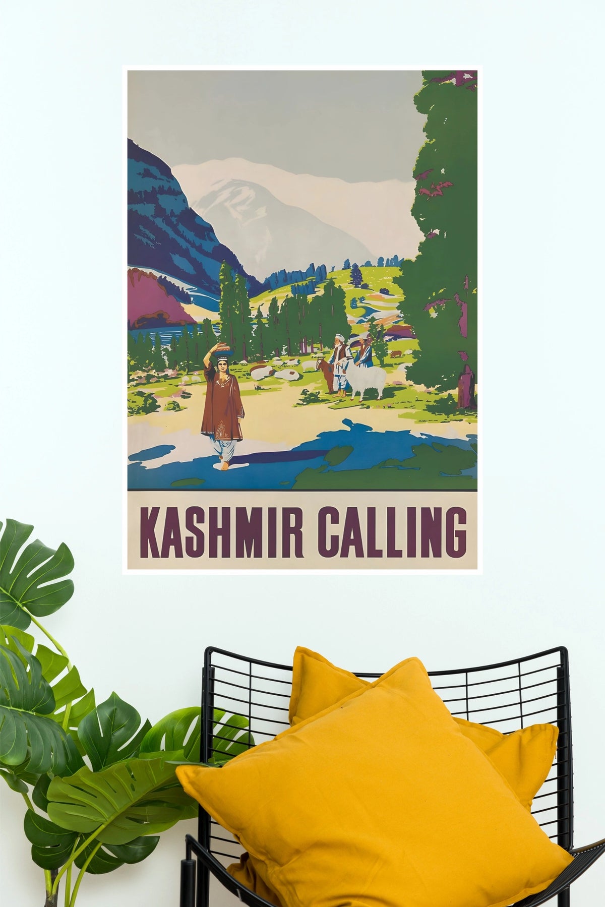 Kashmir Calling Mountain Valley Vintage Travel Paper Poster (City Posters)