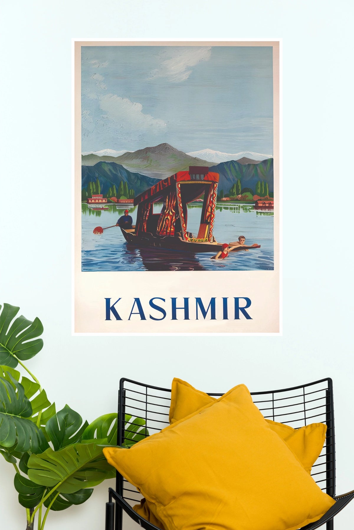 Kashmir Shikara Boat & Dal Lake Vintage Travel Paper Poster (City Posters)