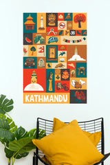Kathmandu Nepal Cultural Grid Collage Vintage Travel Paper Poster (City Posters)