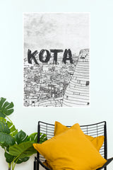 Kota Rajasthan Black & White Line Art Sketch Travel Paper Poster (City Posters)