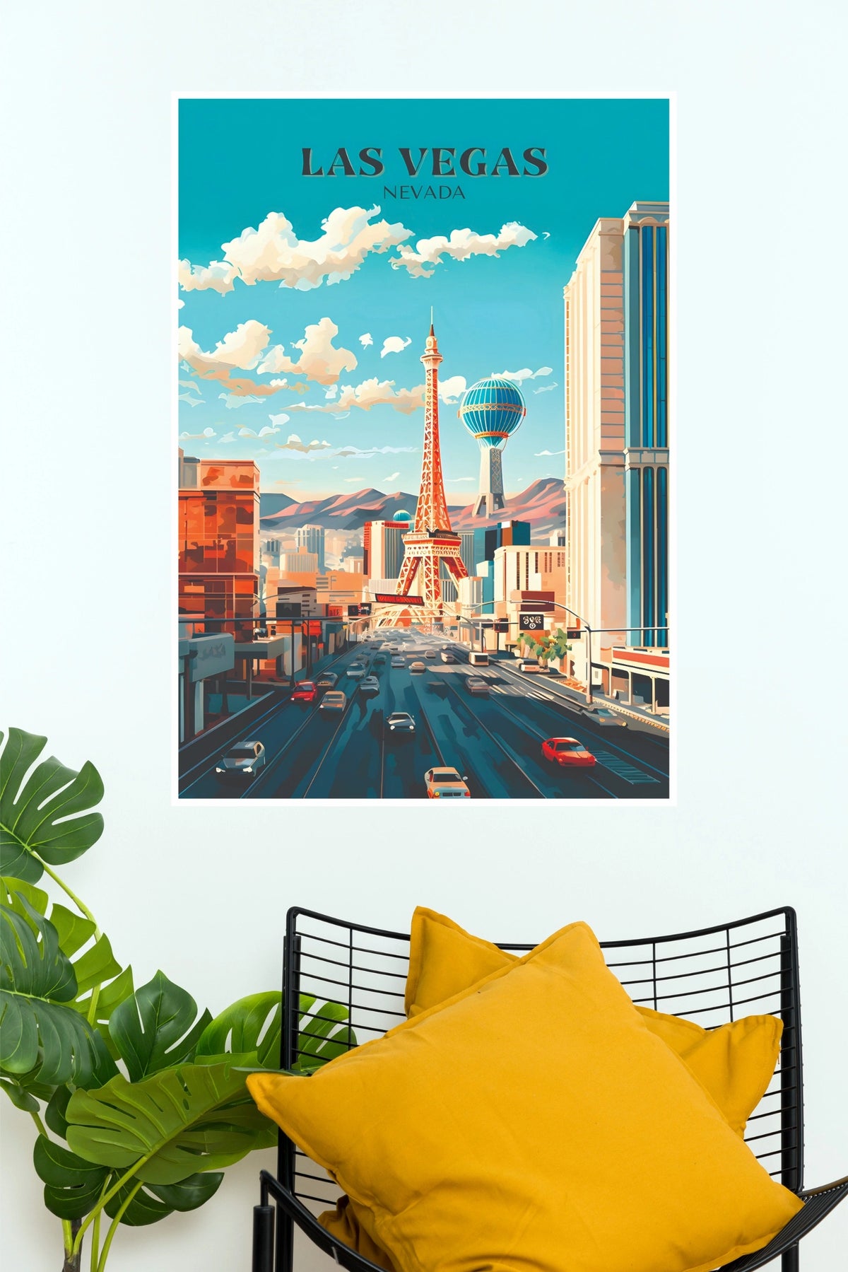 Las Vegas Nevada Strip Eiffel Tower Travel Paper Poster (City Posters)