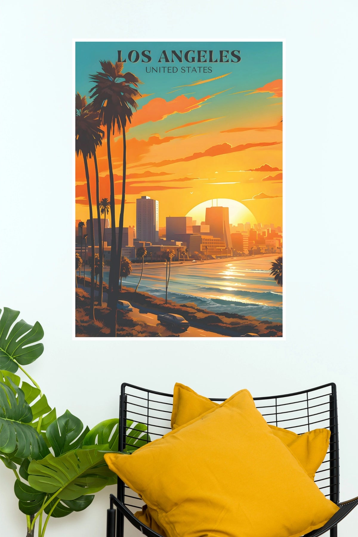 Los Angeles California Palm Trees & Coastal Sunset Travel Paper Poster (City Posters)