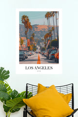 Los Angeles USA Street View & Palm Trees Vintage Travel Paper Poster (City Posters)