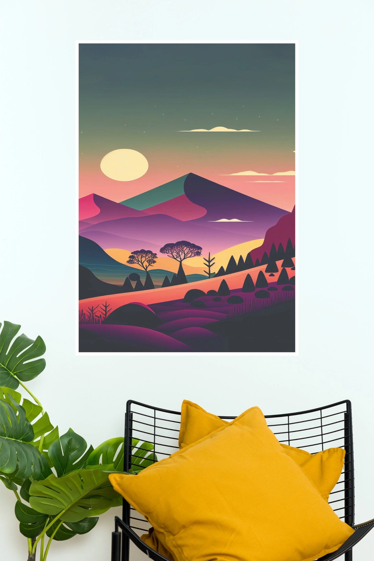 Pastel Mountain Sunset Landscape Poster  (City Posters)