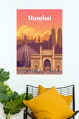 Mumbai India Gateway Cityscape Travel Poster  (City Posters)