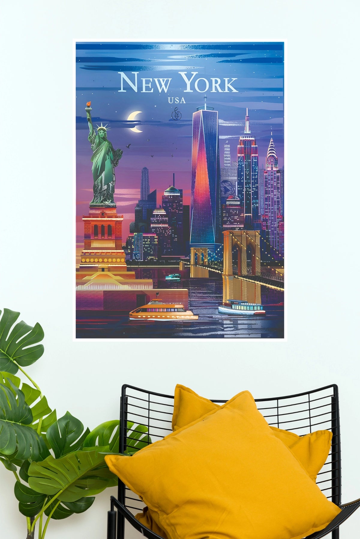 New York City Skyline Statue of Liberty Travel Poster  (City Posters)