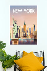 New York City Minimalist Skyline Travel Poster (City Posters)