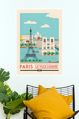 Paris La Ville Lumiere Cityscape Travel Poster(City Posters)