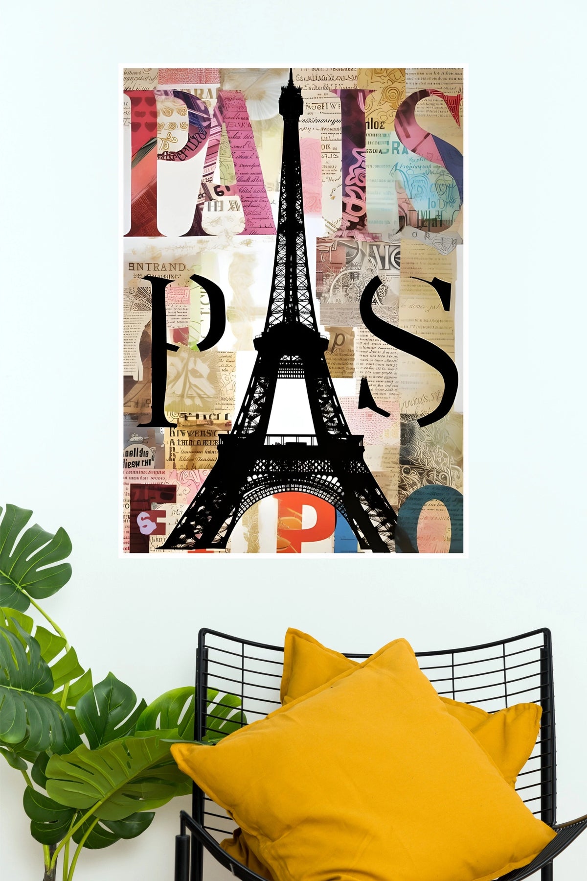 Paris France Eiffel Tower Mixed Media Collage Poster (City Posters)