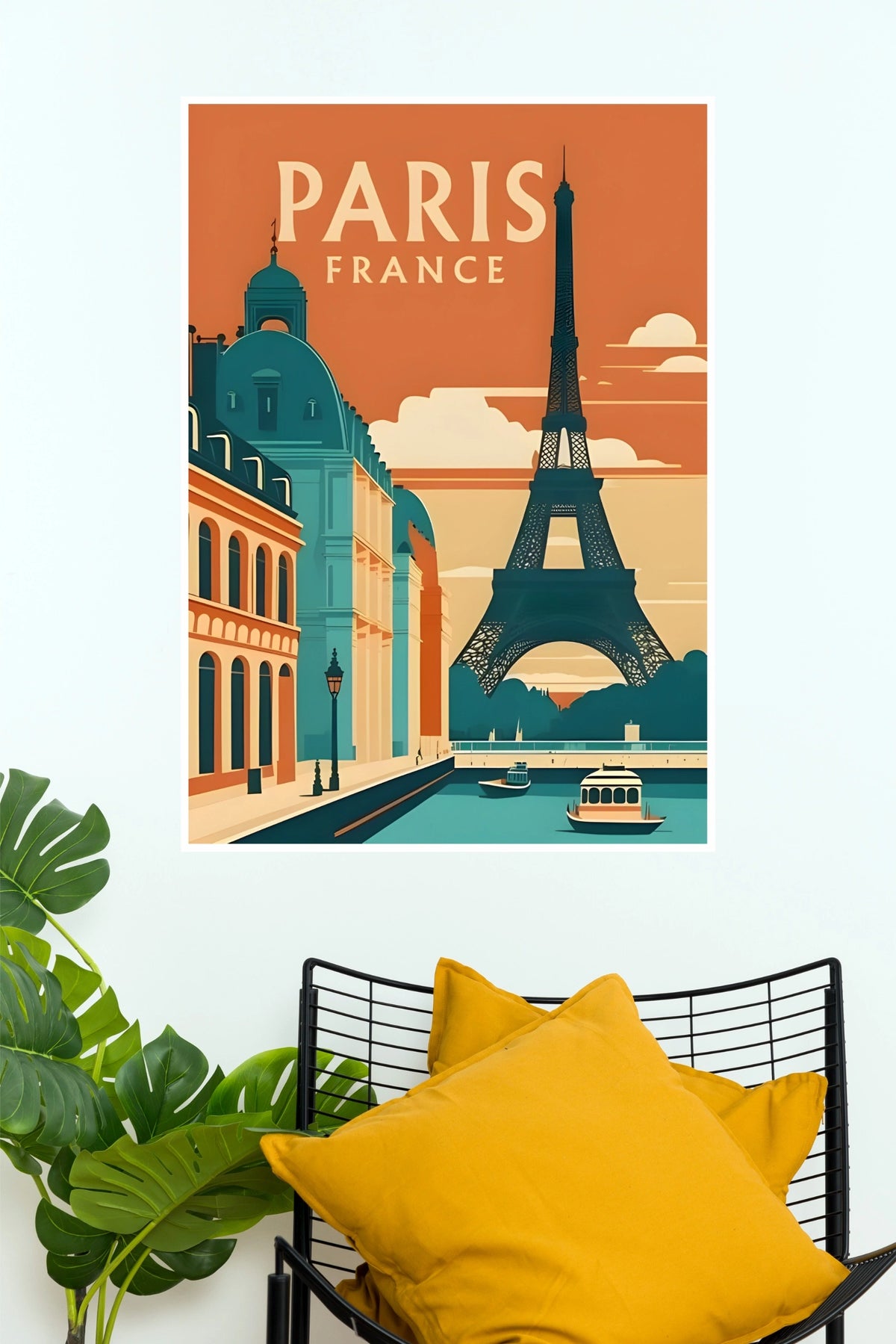 Paris France Retro Architecture Travel Poster (City Posters)