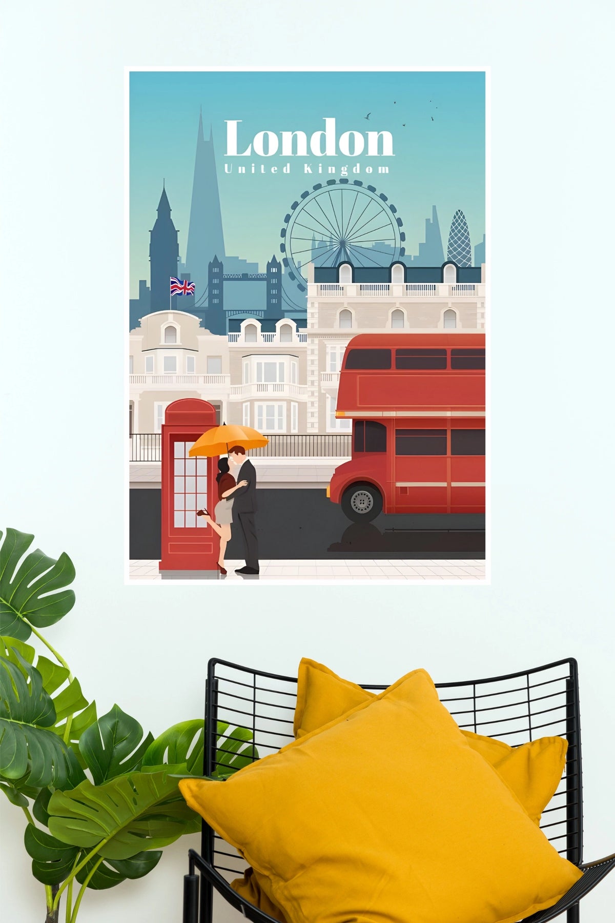 London United Kingdom Double Decker Bus Travel Poster  (City Posters)