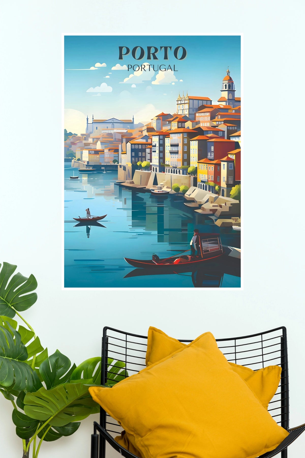Porto Portugal Riverside Cityscape Travel Poster (City Posters)