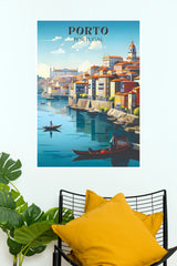 Porto Portugal Riverside Cityscape Travel Poster (City Posters)