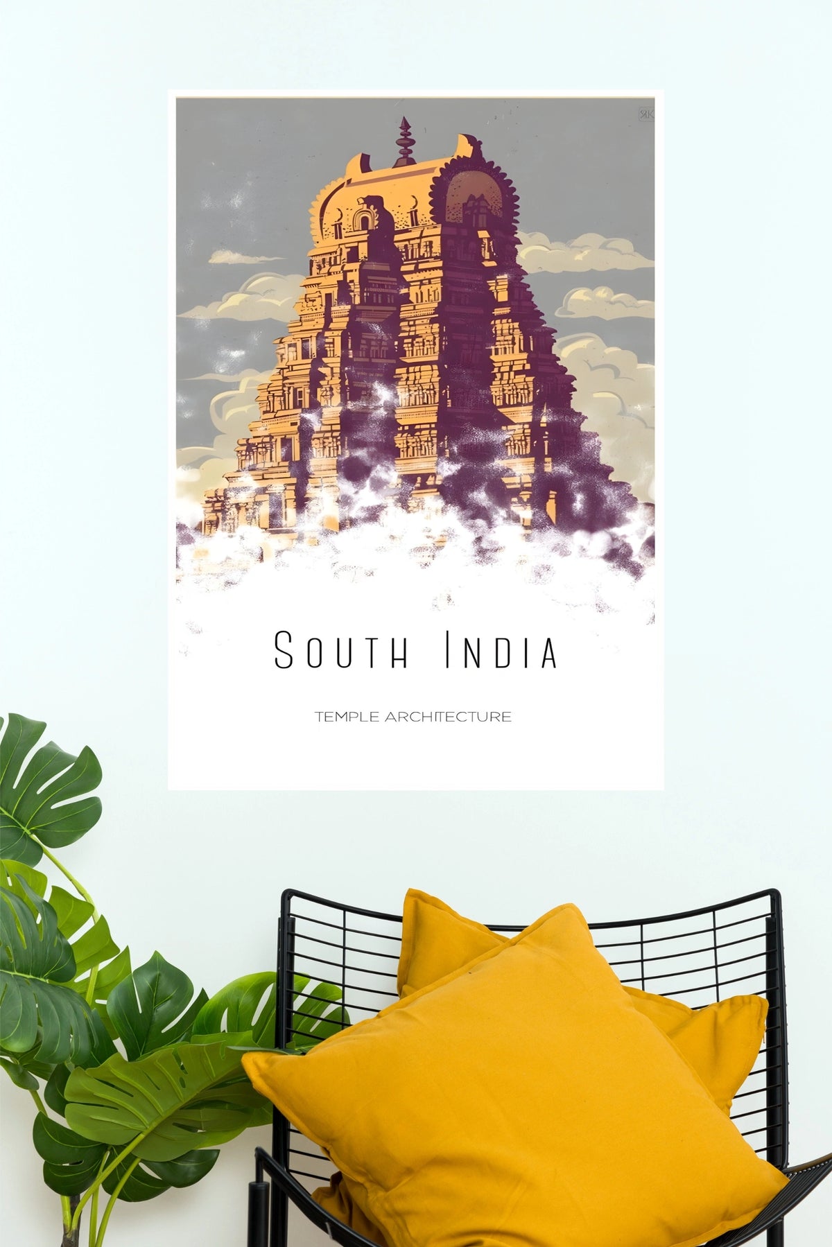 South India Temple Architecture Heritage Travel Poster  (City Posters)