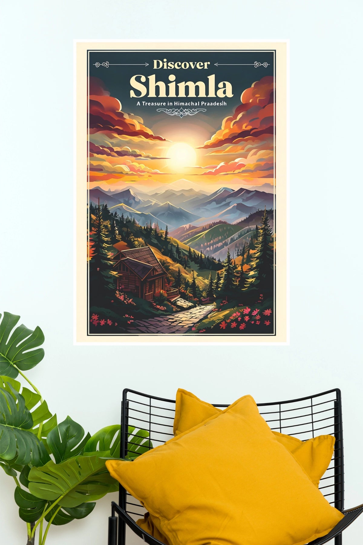 Discover Shimla A Treasure in Himachal Pradesh Vintage Travel Poster  (City Posters)