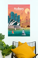 Sydney Skywalk Souvenir Australia Vintage Travel Poster  (City Posters)