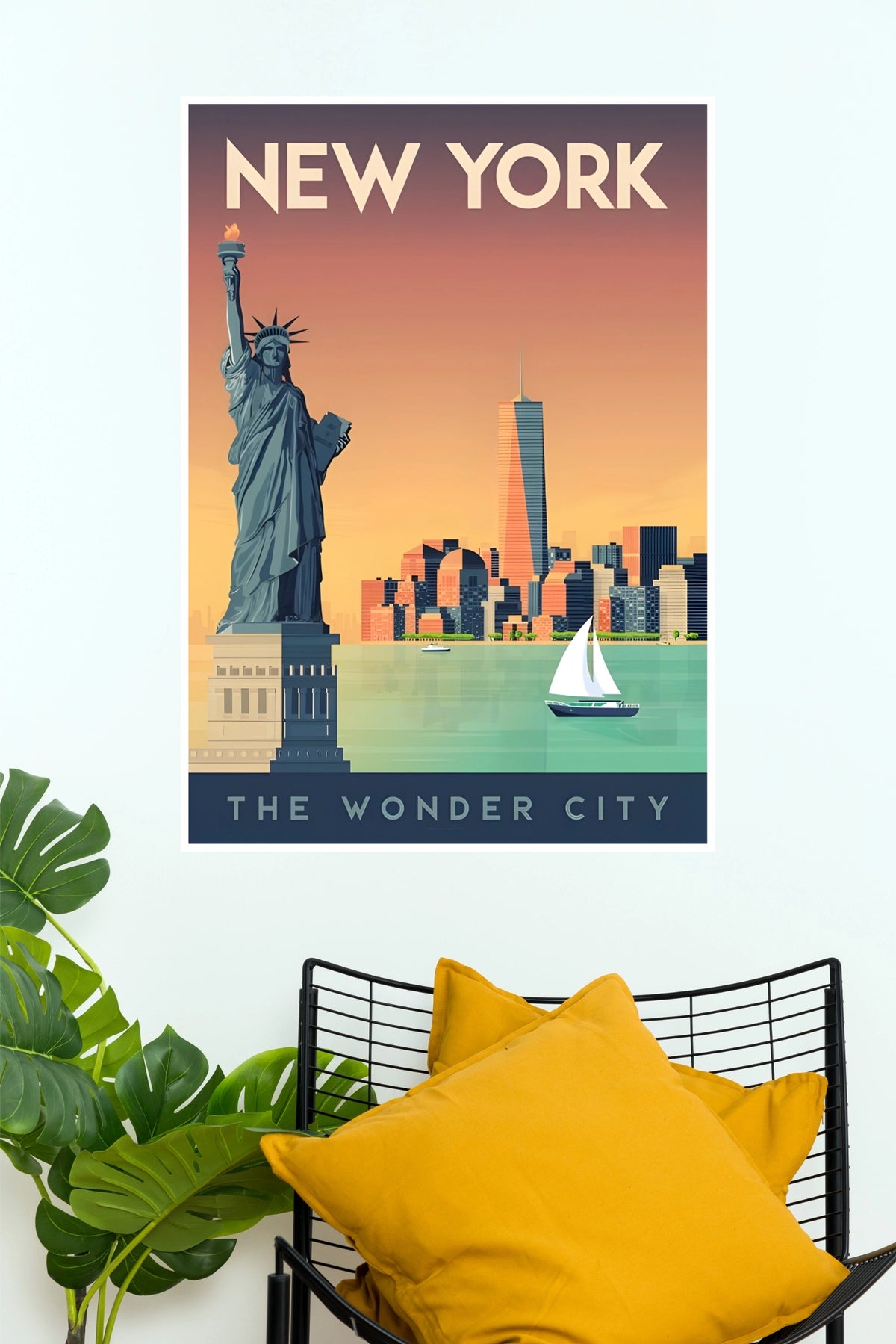 New York The Wonder City Statue of Liberty Vintage Travel Poster  (City Posters)