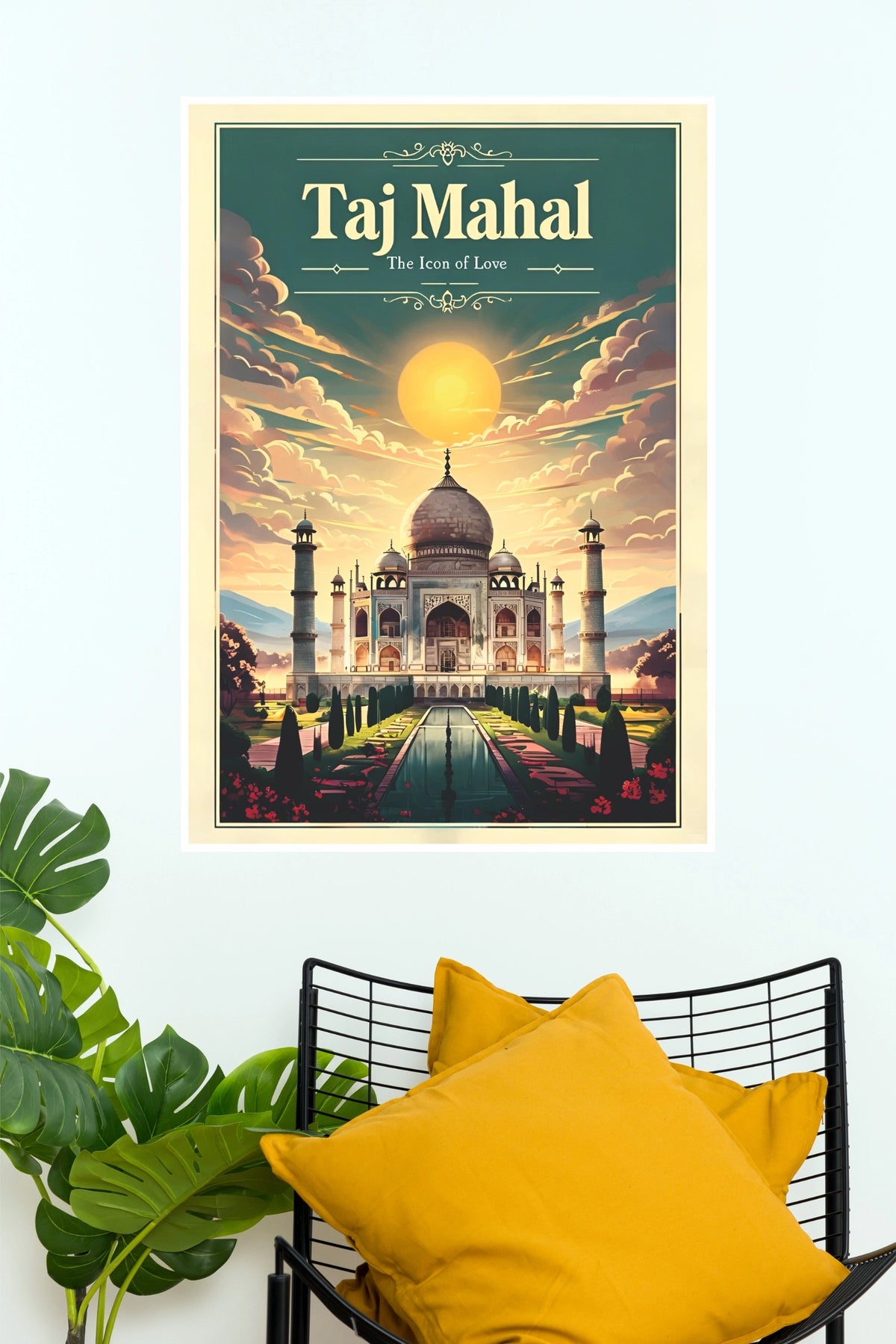 Taj Mahal The Icon of Love Vintage Travel Poster  (City Posters)