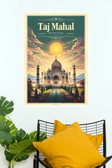Taj Mahal The Icon of Love Vintage Travel Poster  (City Posters)
