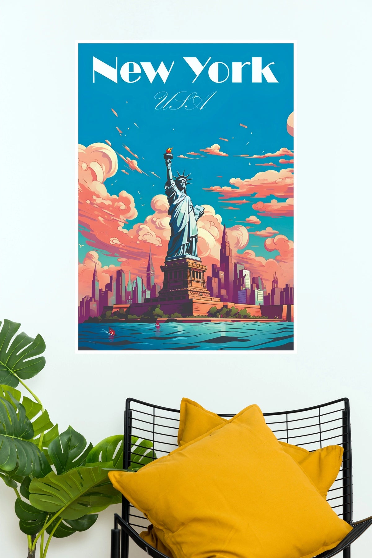 New York USA Statue of Liberty Vintage Travel Poster  (City Posters)