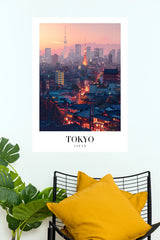 Tokyo at Dusk Neon City Lights Art Print Poster  (City Posters)