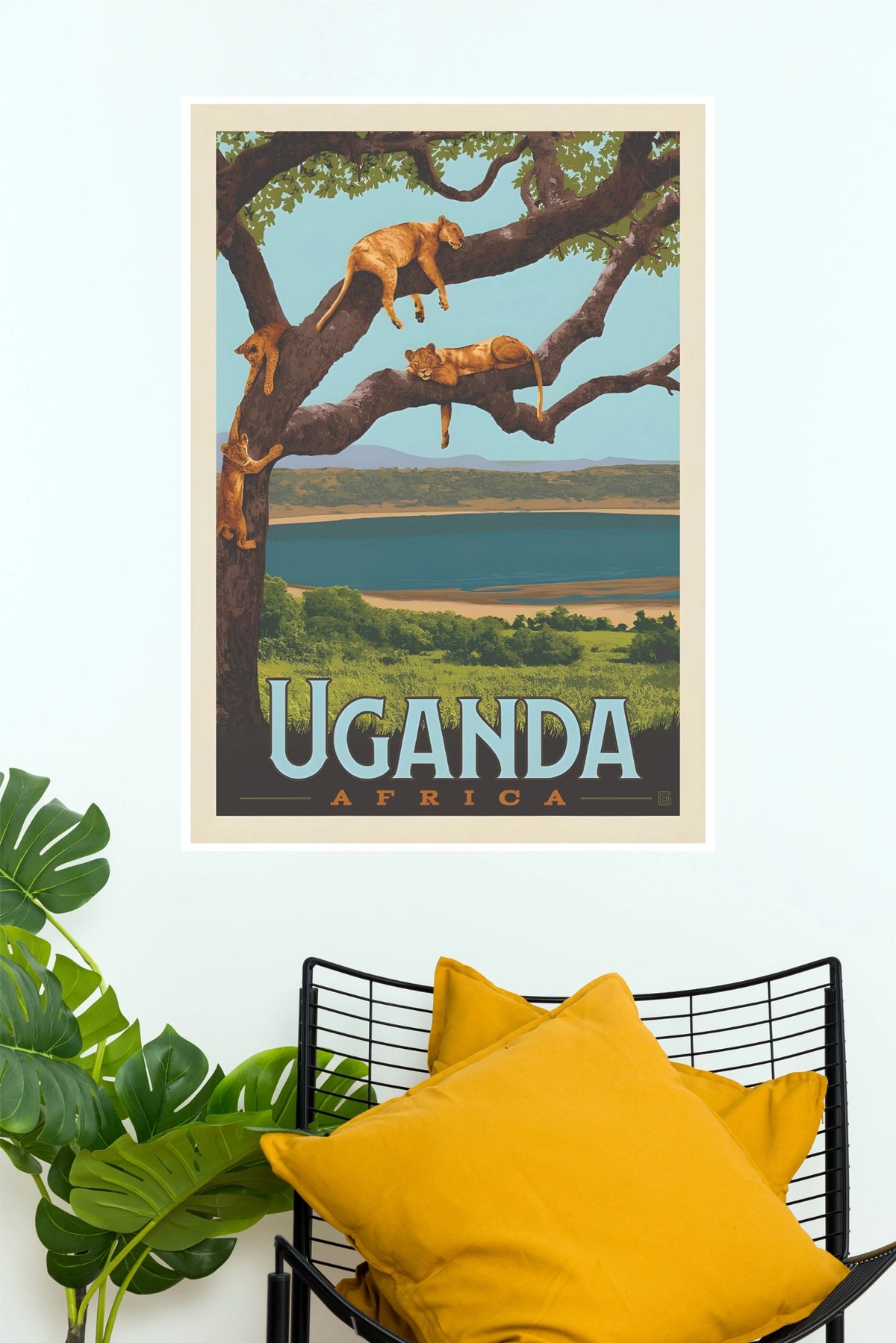 Uganda Africa Tree-Climbing Lions Vintage Travel Poster (City Posters)