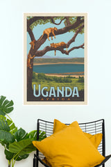 Uganda Africa Tree-Climbing Lions Vintage Travel Poster (City Posters)