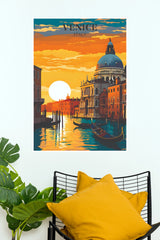 Venice Italy Sunset Vintage Travel Poster  (City Posters)