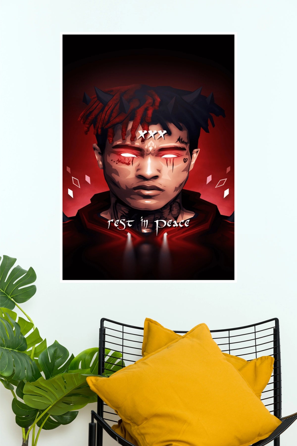 XXXTentacion Rest in Peace Tribute Poster - Anime Style Hip-Hop Graphic Wall Art Print  (Music Posters)