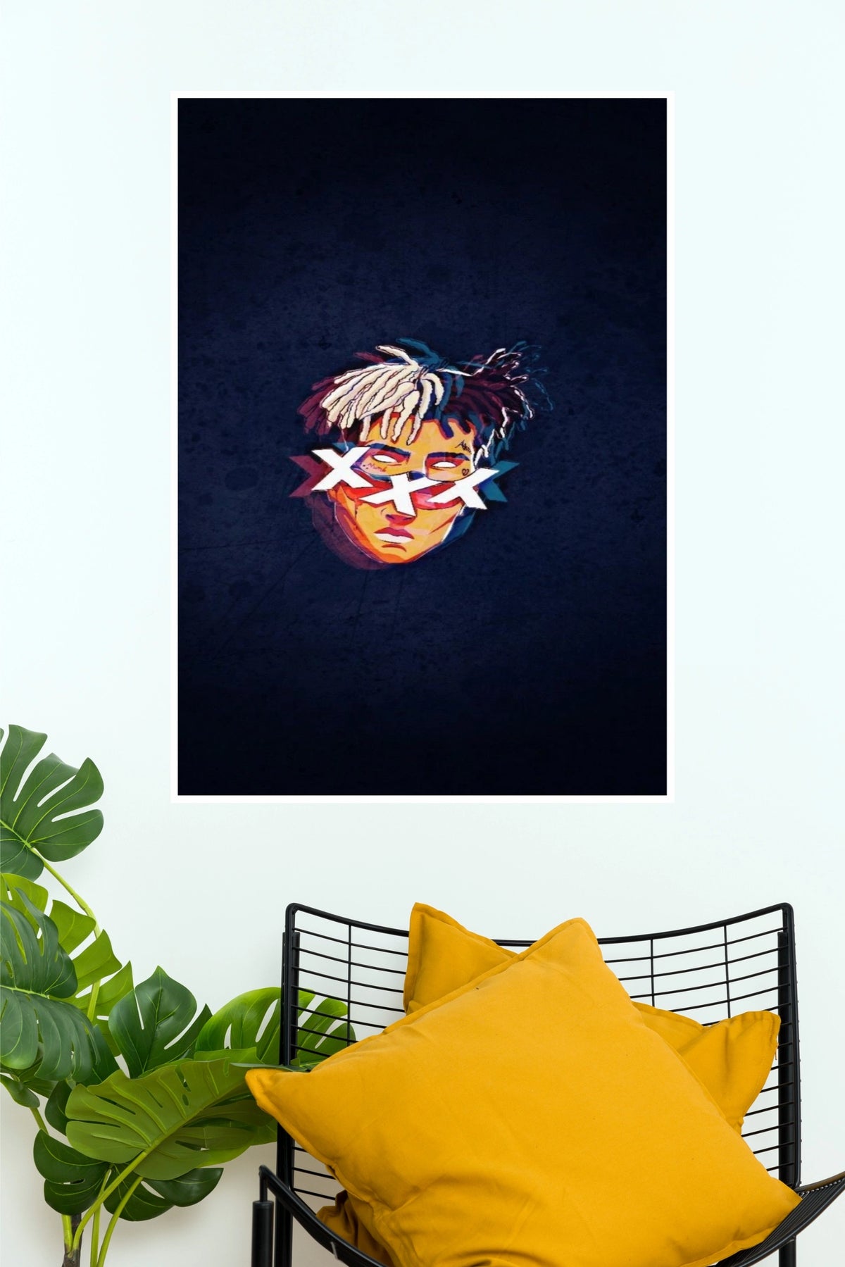XXXTentacion Minimalist Graphic Art Poster - Half-Black Half-Blonde Dreadlocks Hip-Hop Wall Print  (Music Posters)