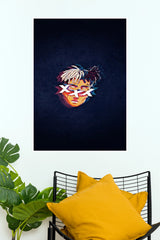 XXXTentacion Minimalist Graphic Art Poster - Half-Black Half-Blonde Dreadlocks Hip-Hop Wall Print  (Music Posters)
