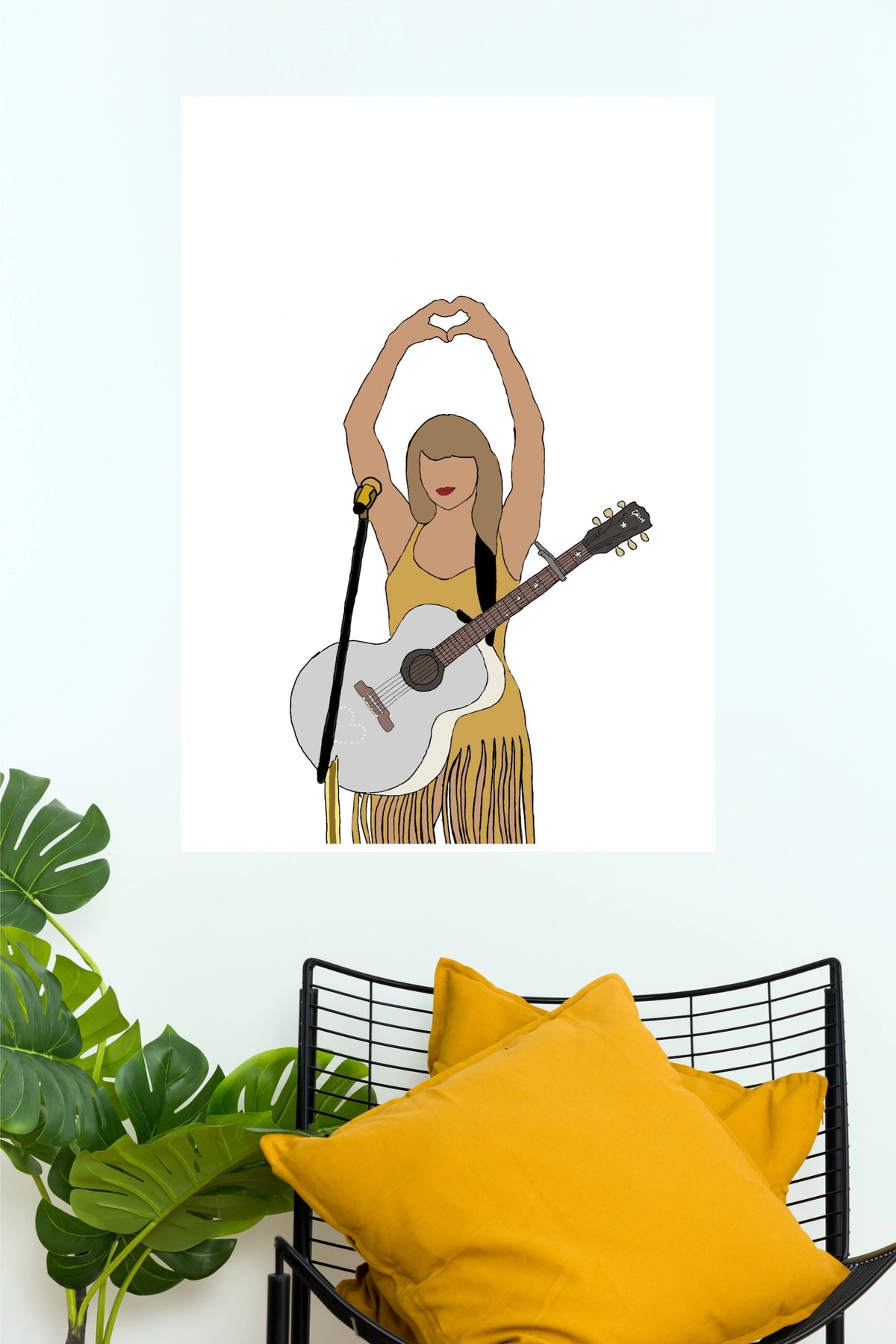 Taylor Swift Heart Hands Fearless Era Minimalist Poster - Swiftie Acoustic Guitar Graphic Wall Art Print (Music Posters)