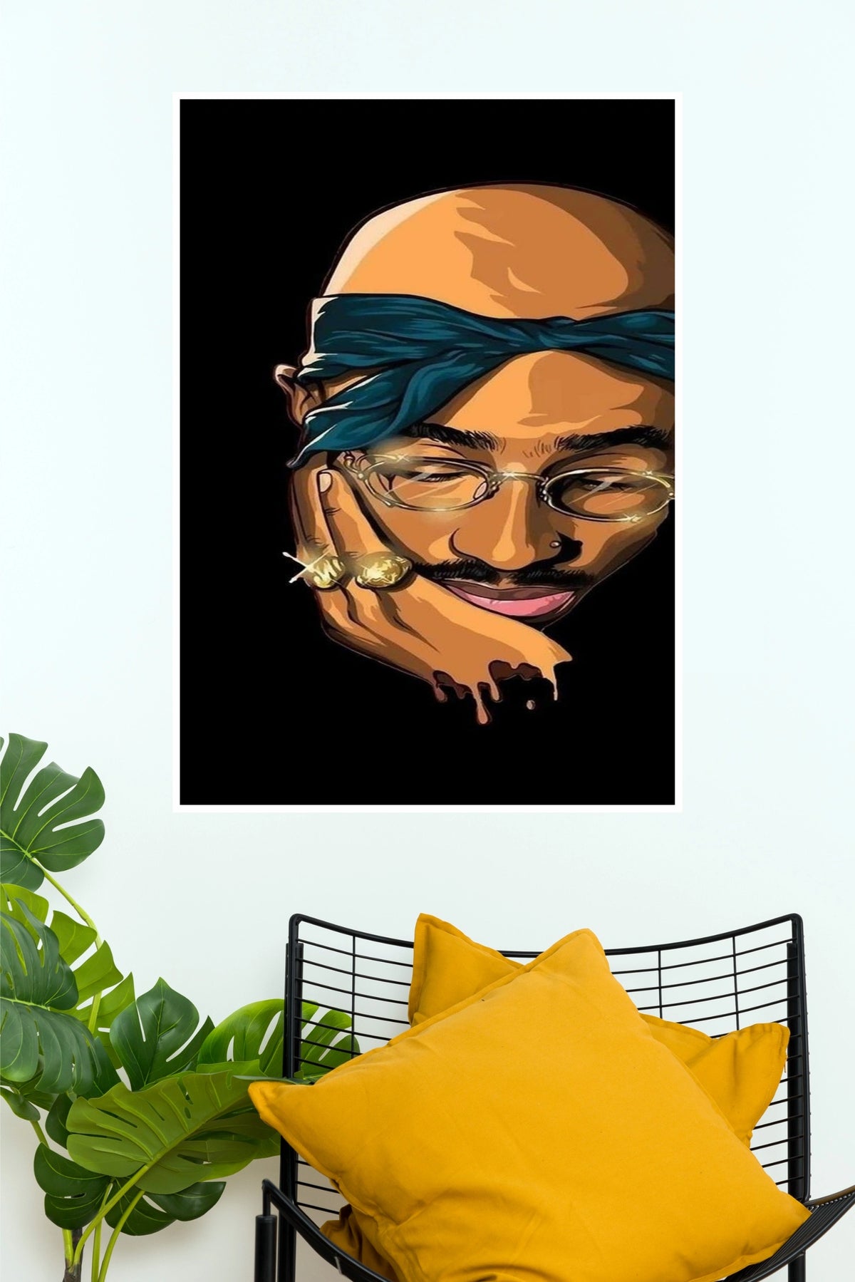 Tupac Shakur Bandana & Glasses Vector Art Poster - Hip-Hop Legend Wall Art Print (Music Posters)