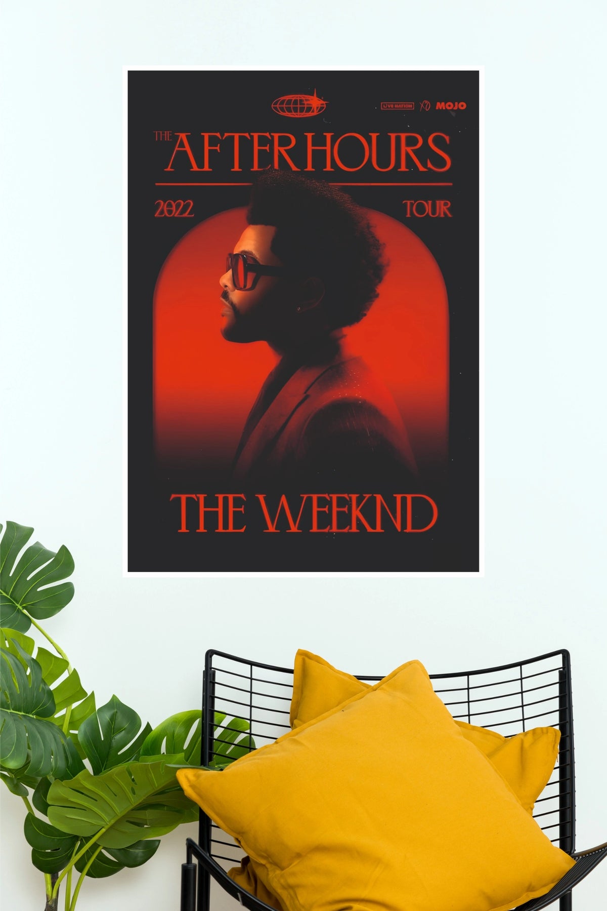 The Weeknd After Hours Tour Poster - Red Neon Profile Concert Wall Art Print  (Music Posters)