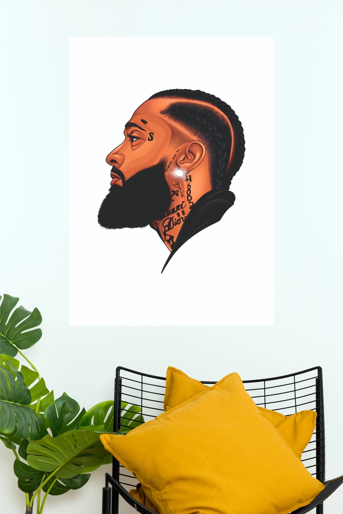 Nipsey Hussle Minimalist Profile Vector Art Poster - Hip-Hop Legend Tribute Wall Print  (Music Posters)