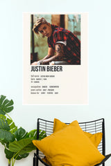 Justin Bieber Minimalist Profile Music Poster Print (Music Posters)