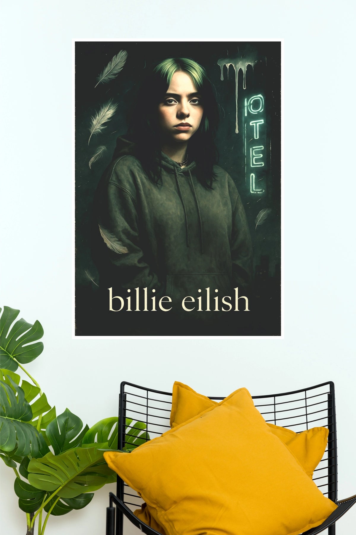 Billie Eilish Neon Hotel Aesthetic Poster Print (Music Posters)