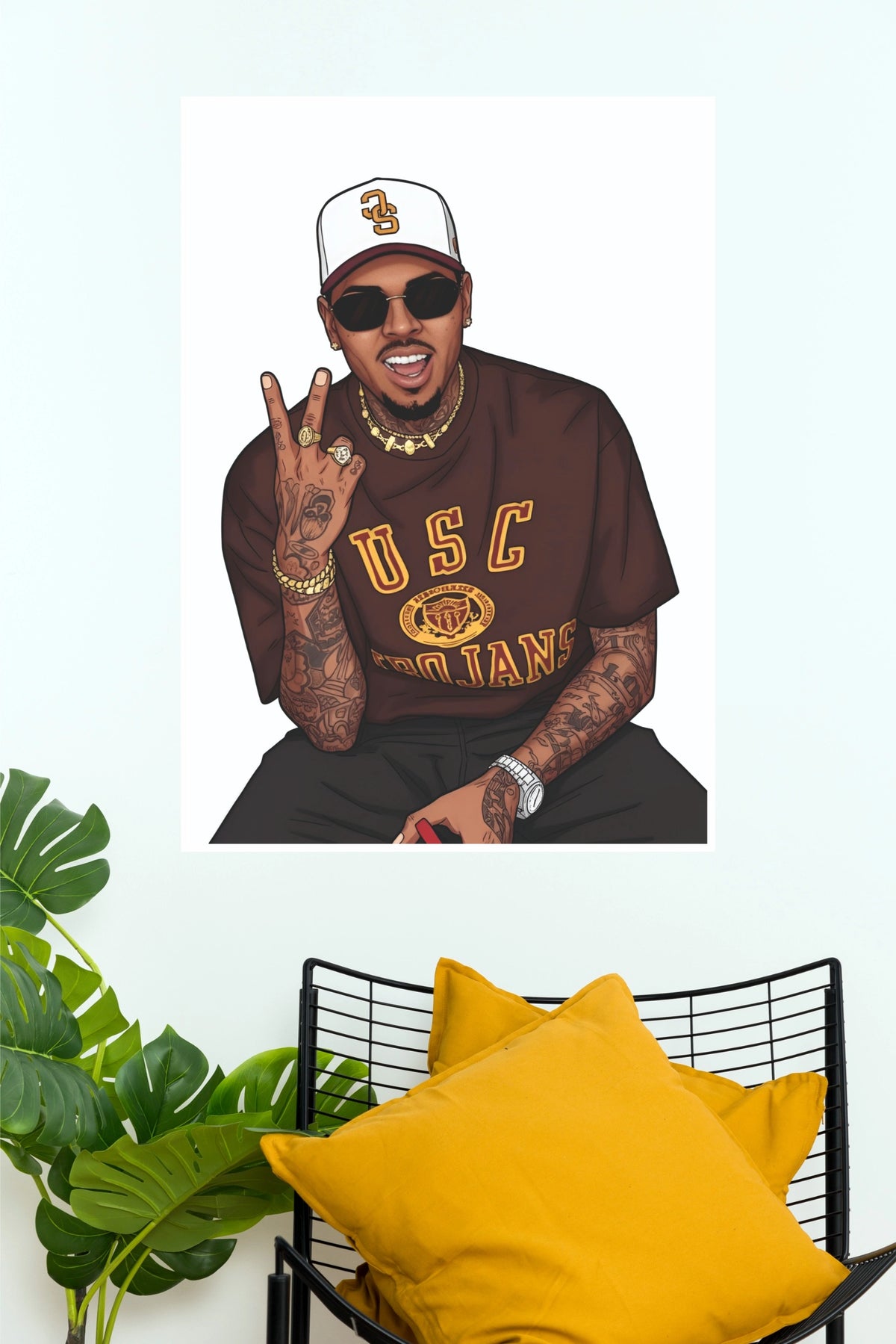 Chris Brown Illustrated Pop Art Music Poster (Music Posters)