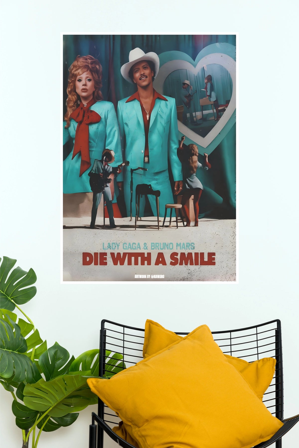 Lady Gaga & Bruno Mars Die With A Smile Fine Art Poster (Music Posters)