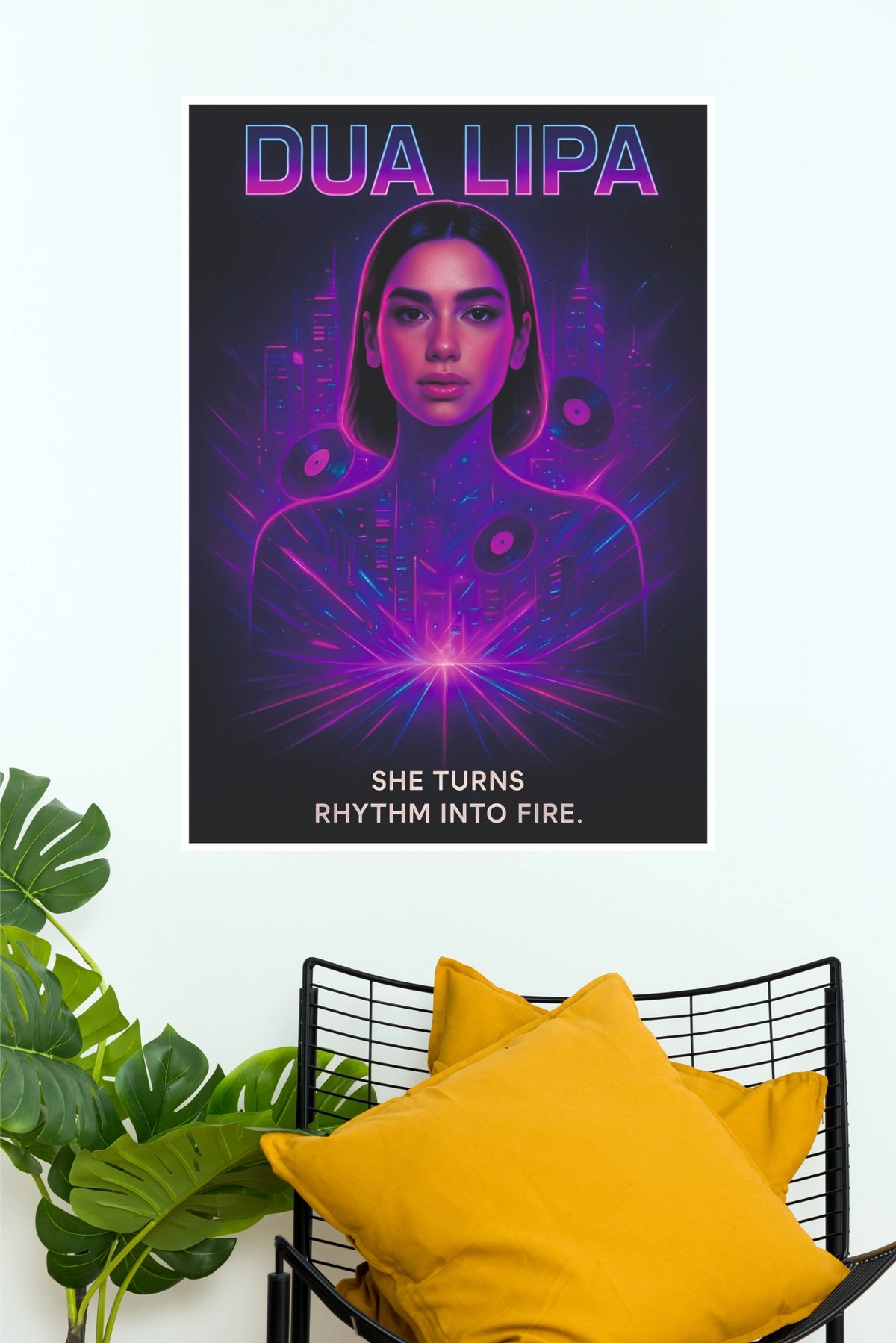 Dua Lipa Neon Synthwave Fine Art Poster (Music Posters)