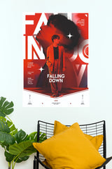 Falling Down Red Aesthetic Typography Fine Art Poster (Music Posters)