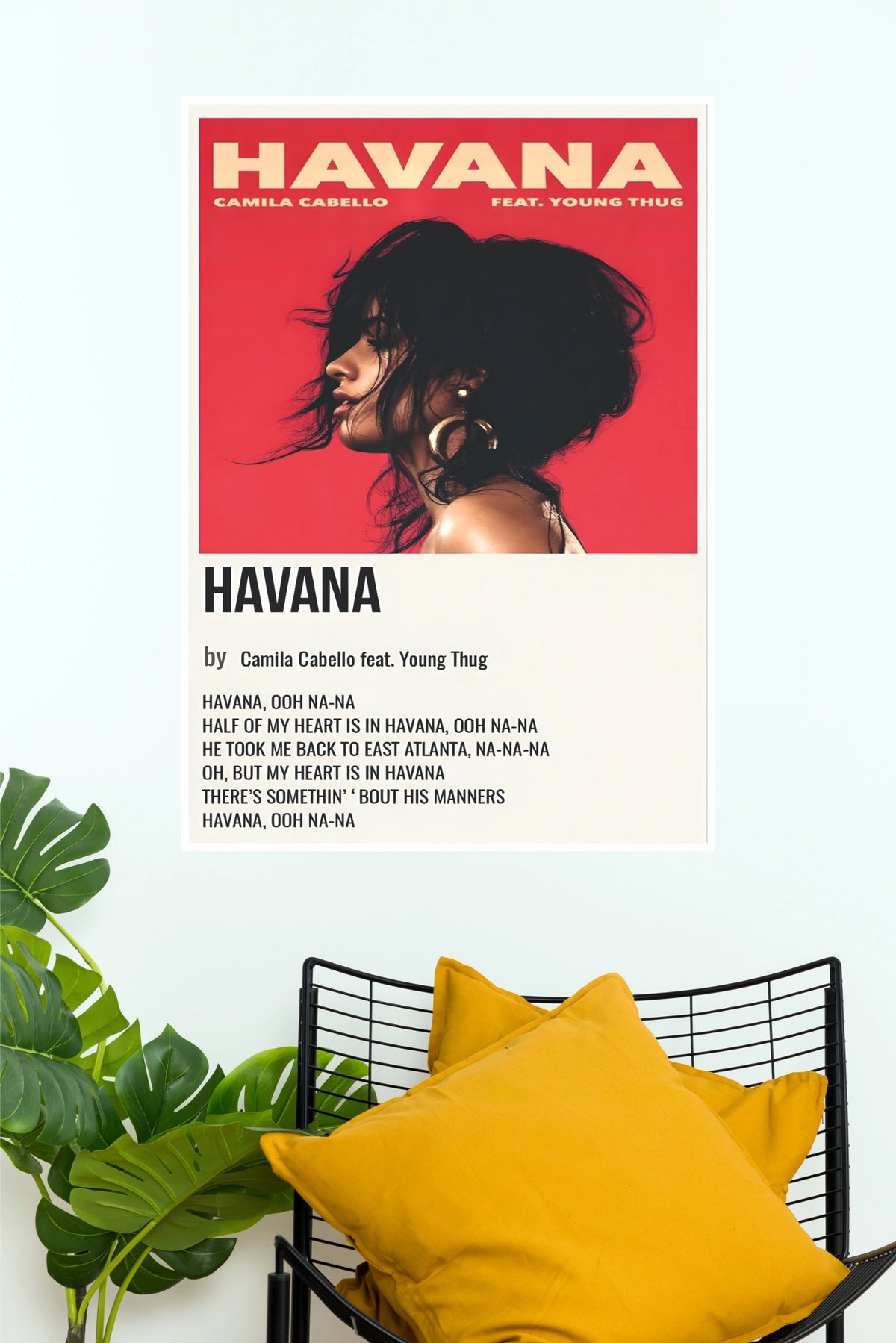 Camila Cabello Havana Song Lyrics Minimalist Fine Art Poster (Music Posters)