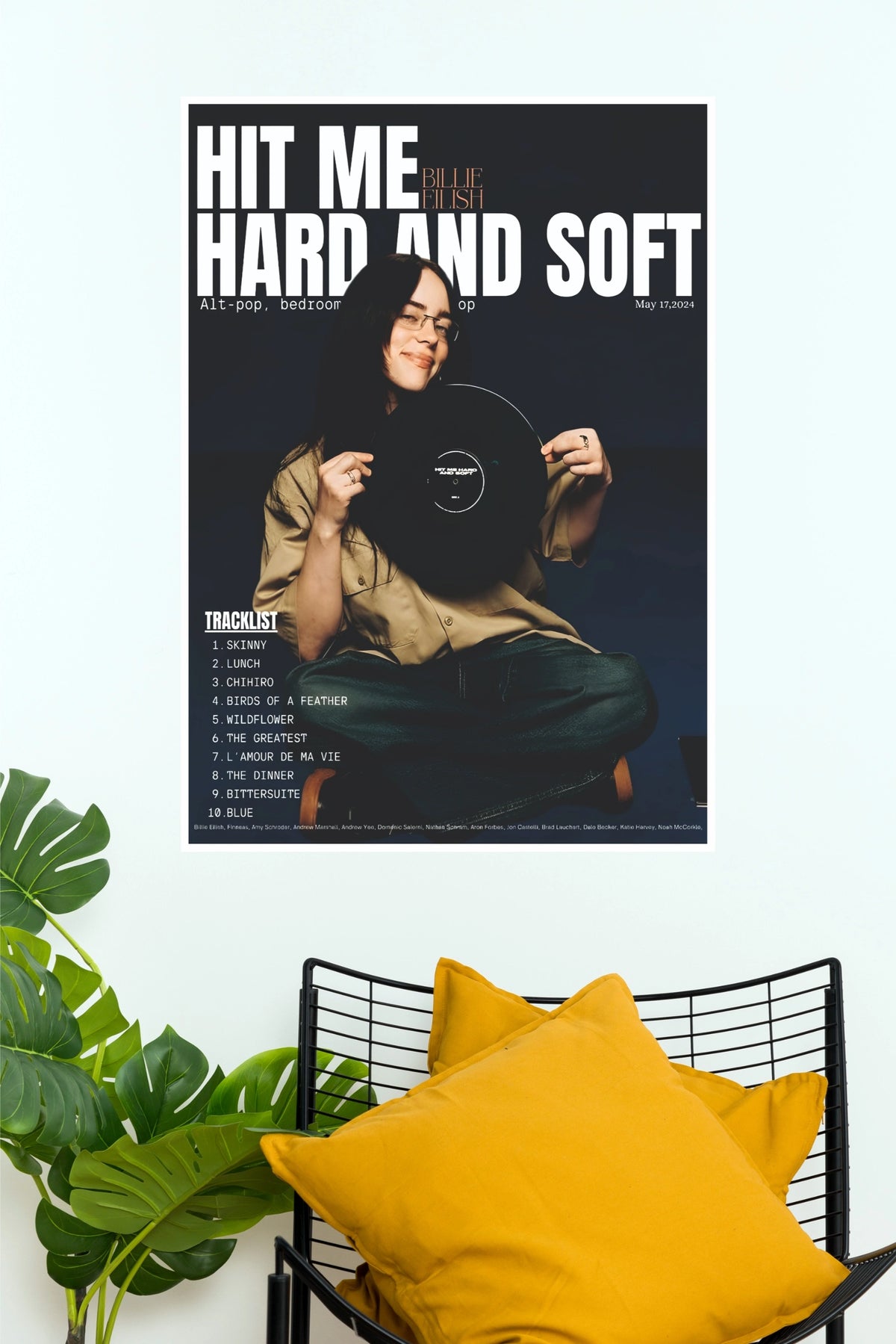 Billie Eilish Hit Me Hard and Soft Tracklist Fine Art Poster (Music Posters)
