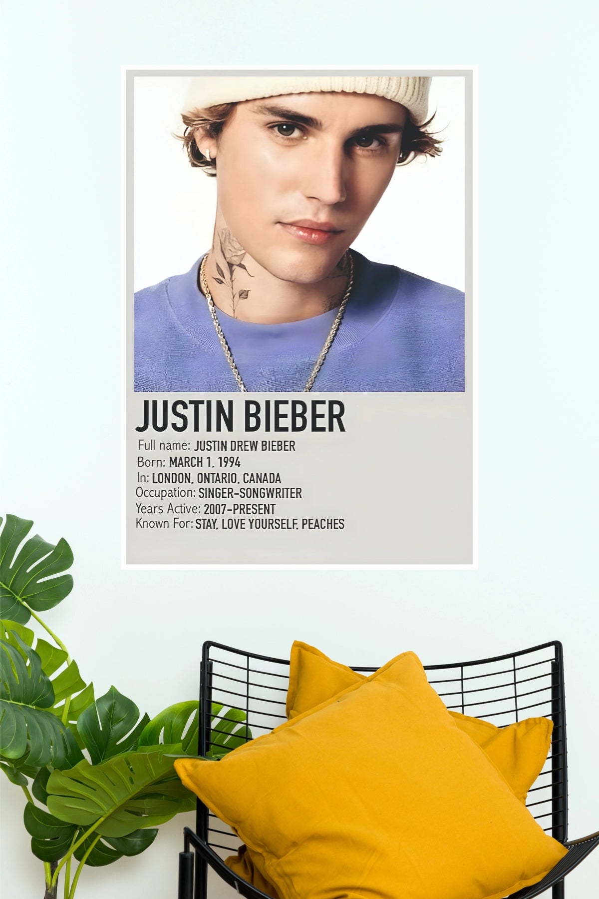 Justin Bieber Biography Music Art Poster (Music Posters)