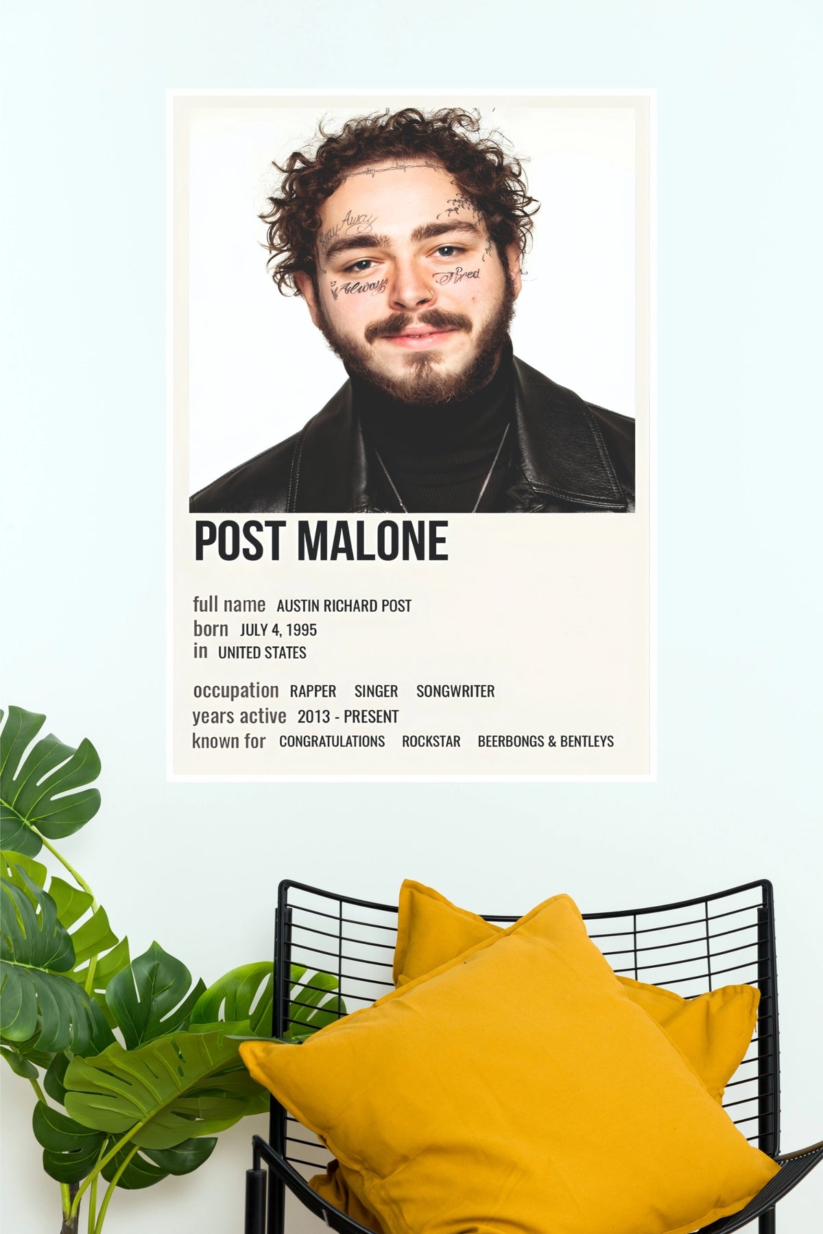 Post Malone Biography Music Art Poster (Music Posters)