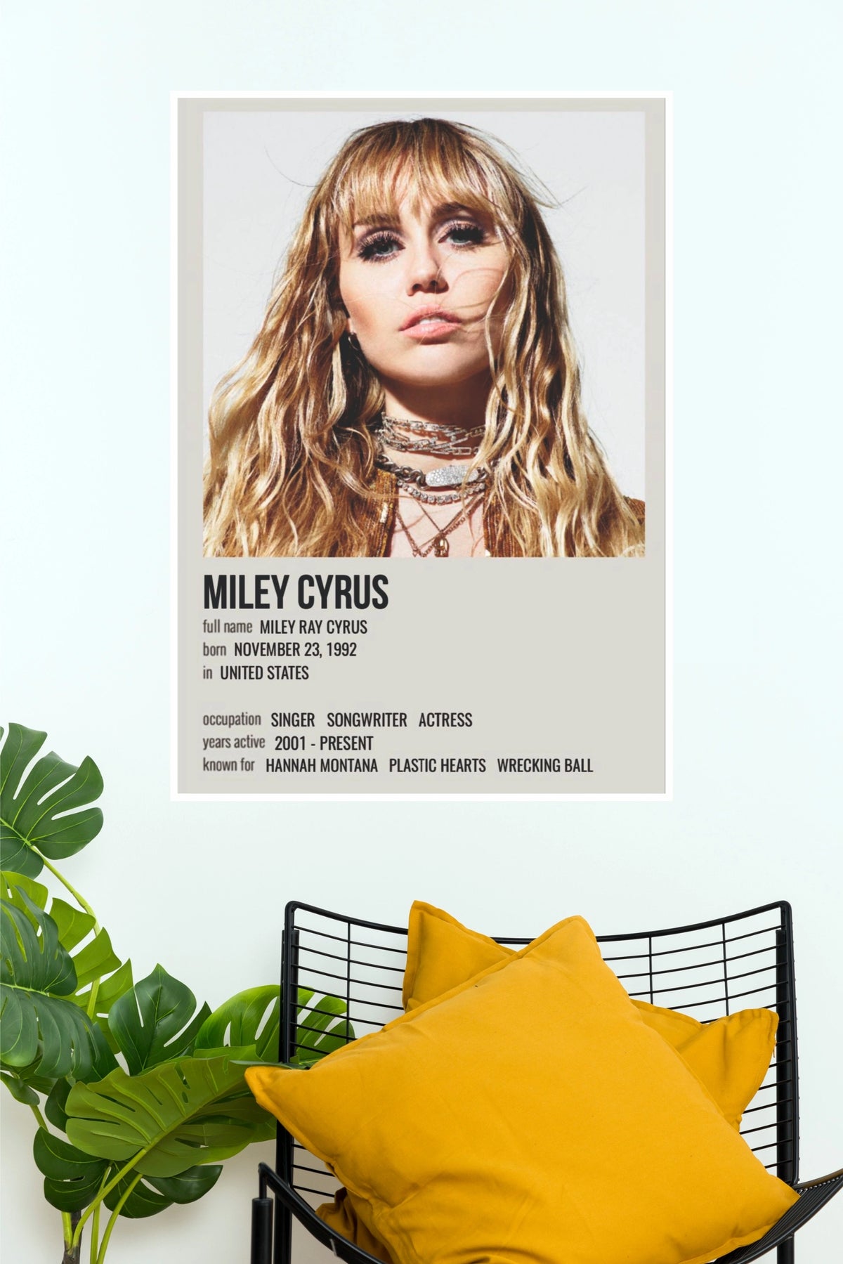 Miley Cyrus Biography Music Art Poster (Music Posters)