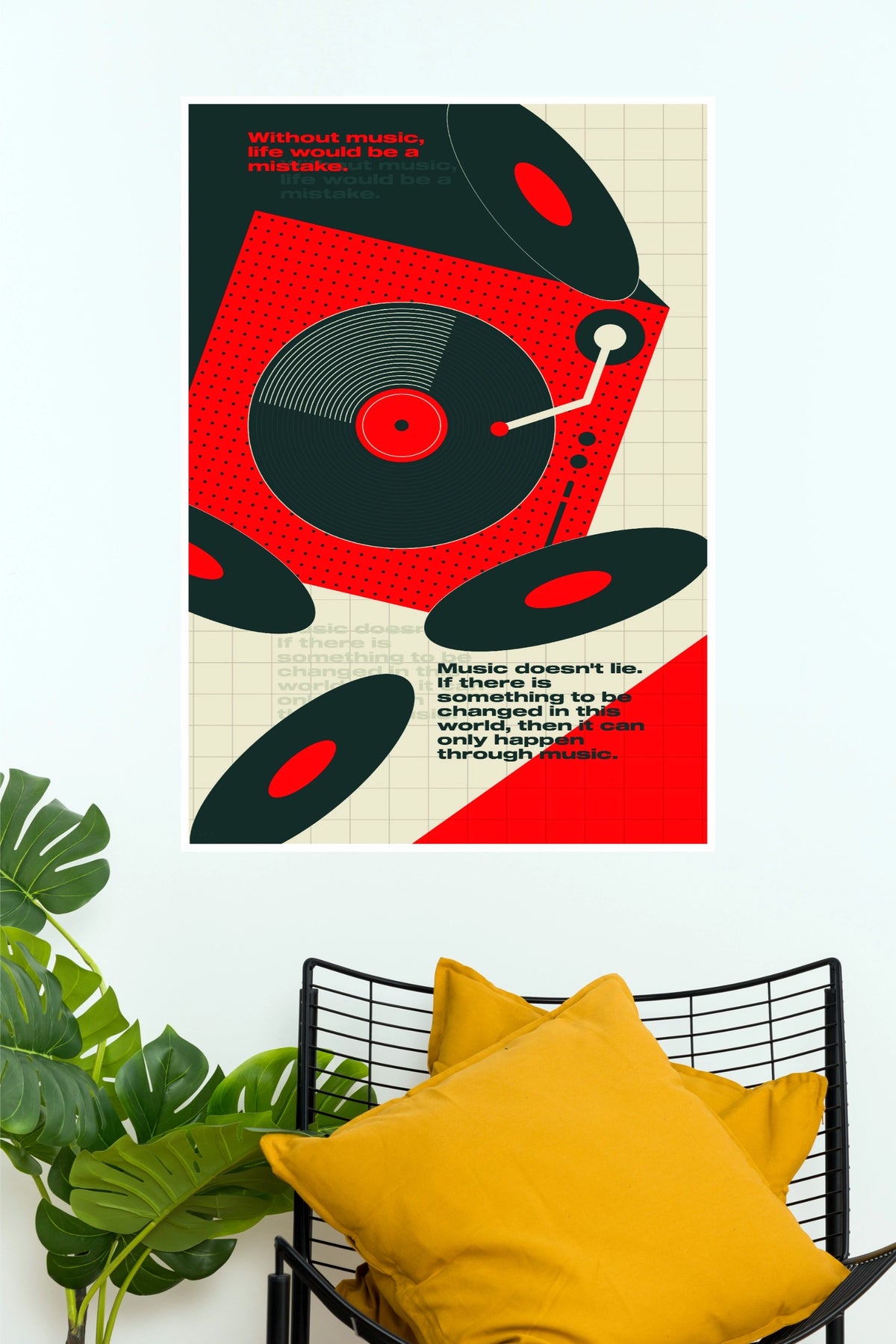 Music Doesn't Lie Quote Turntable Art Poster  (Music Posters)